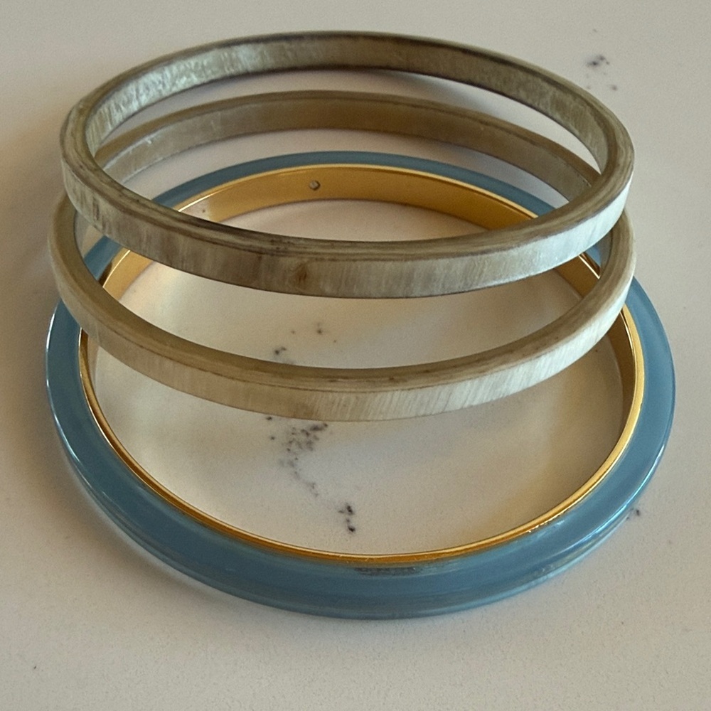 J CREW Stacking Bangle Bracelet (3) Multicolor One Size Blue/tan color